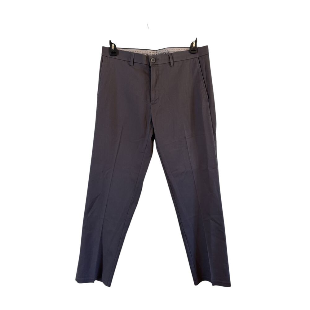 Haggar mens flat front no iron straight leg gray trousers size 34x32 EUC‎